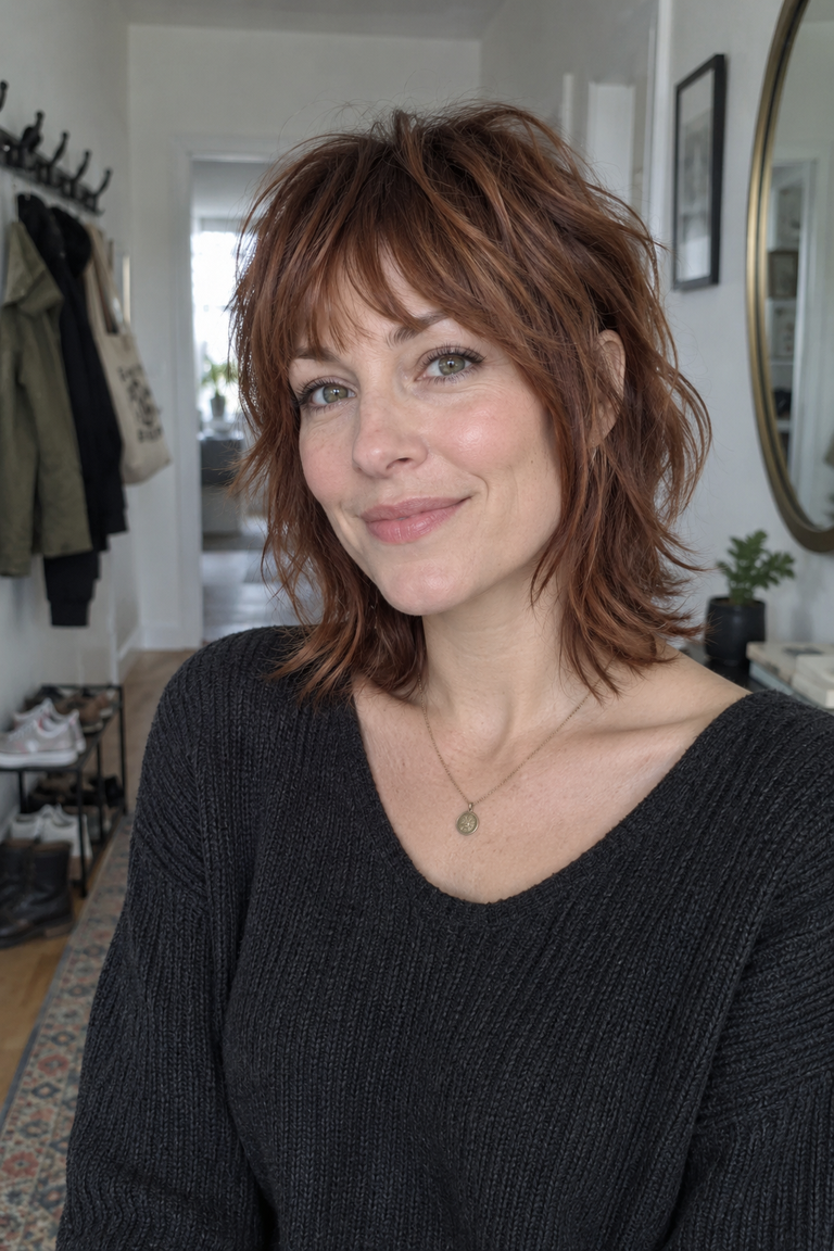18 Feathered Layered Hairstyles With Bangs and Which Fringe Fits